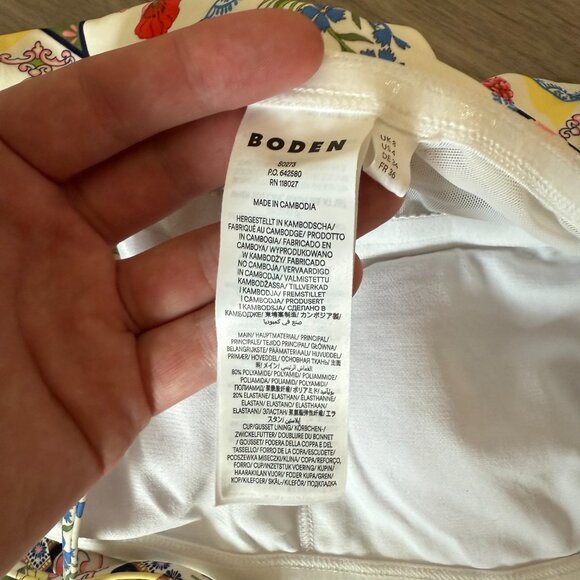 Boden Floral Tile Print One Piece Swimsuit Size 4 (UK 8) - Picture 3 of 5